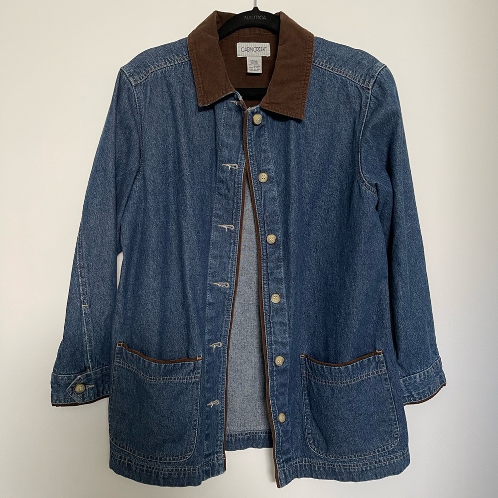 Cabin Creek Blue Denim Jacket with Brown Corduroy Collar